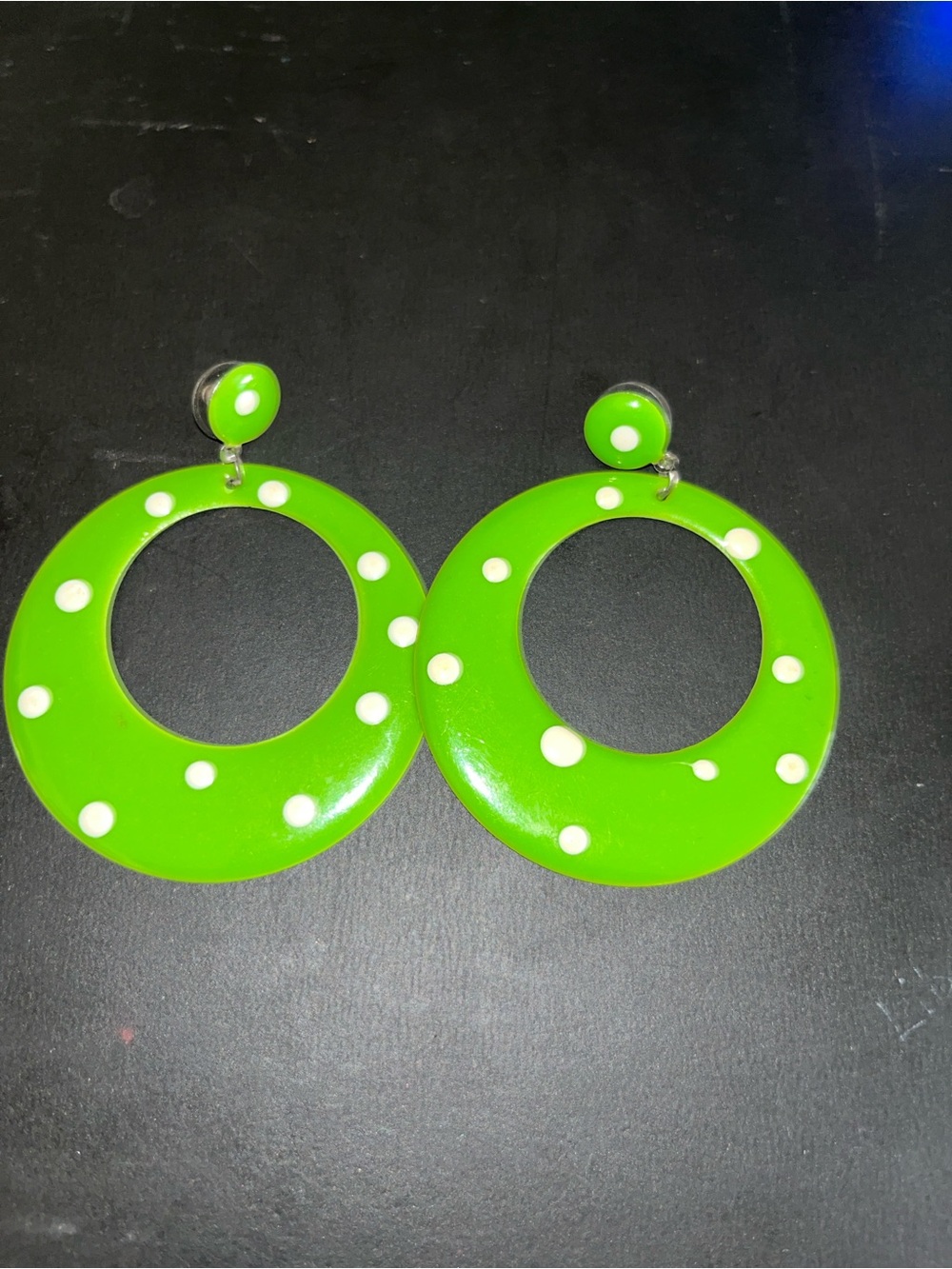 Green Polka Dot Hoop Earrings - Fashion Women Accessories